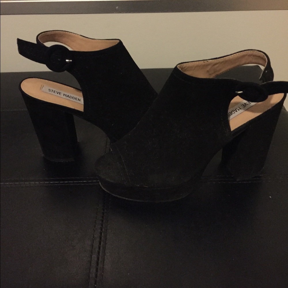 Steve Madden block heel open toe sling backs!